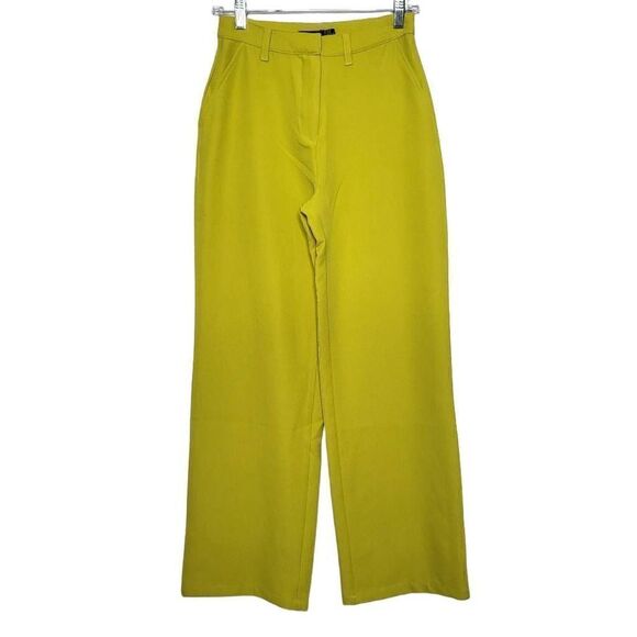 Boohoo Premium Straight Leg Tailored Trousers in Lime Size 6 - Picture 3 of 10